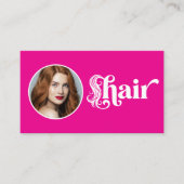 ホットピンク フォトQRコード ヘアスタジオ 名刺 (正面)