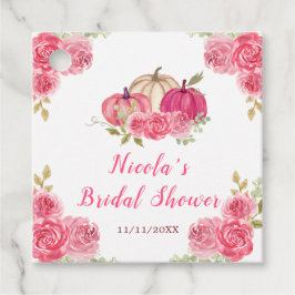 ホットピンク フラワーパンプキン ブライダルシャワー フェイバータグ