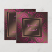 ホットピンク ブラウン チョコレート パーティー 招待状 (正面/裏面)