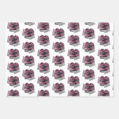 ホットピンク&ブラックグリッタースニーカーボール誕生日 ラッピングペーパーシート (正面)