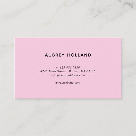 ホットピンク&ブラックスクリプト化粧ヘア 名刺 (裏面)