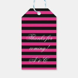 ホットピンク&ブラックストライプラベル ギフトタグ