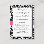 ホットピンク&ブラックダマスコウェディング披露宴 エンクロージャーカード (裏面)