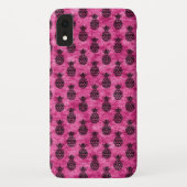 ホットピンク&ブラックパイナップル熱帯夏のパターン Case-Mate iPhoneケース (裏面)