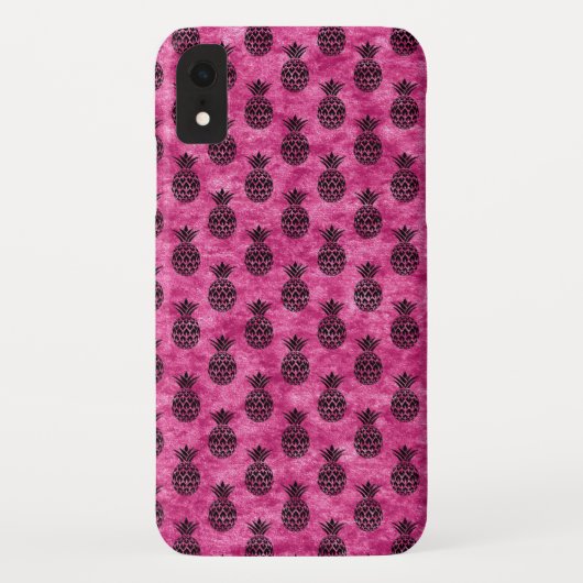 ホットピンク&ブラックパイナップル熱帯夏のパターン Case-Mate iPhoneケース (裏面)