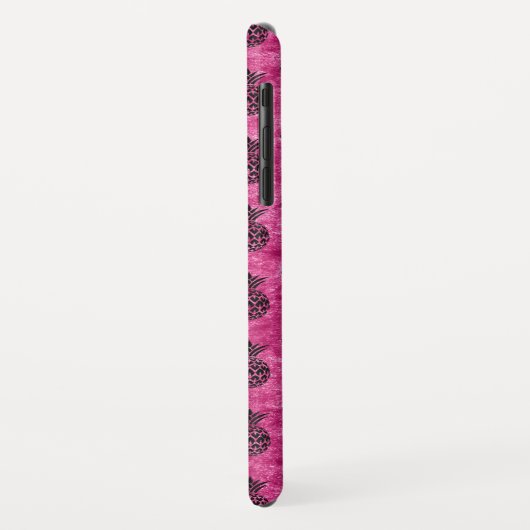 ホットピンク&ブラックパイナップル熱帯夏のパターン Case-Mate iPhoneケース (裏面/左)