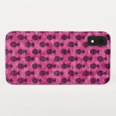 ホットピンク&ブラックパイナップル熱帯夏のパターン Case-Mate iPhoneケース (裏面(横))