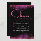 ホットピンク&ブラックブライダルシャワー 招待状 (正面/裏面)