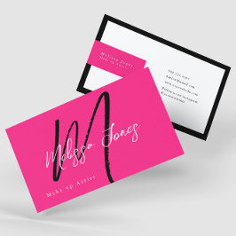 ホットピンク&ブラックモノグラムミニマエレガントリスト 名刺
