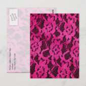 ホットピンク/ブラックレースルック ポストカード (正面/裏面)