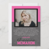 ホットピンク&ブラック卒業2フォトサンキューカード 招待状 (正面)