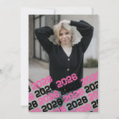 ホットピンク&ブラック卒業2フォトサンキューカード 招待状 (裏面)