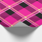 ホットピンク、ブラック、イエロープレイド ラッピングペーパー (コーナー)