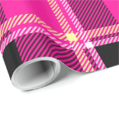 ホットピンク、ブラック、イエロープレイド ラッピングペーパー (ロールコーナー)