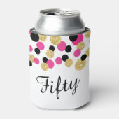 ホットピンク、ブラック、ゴールドグリッターコンフェッティ | 50歳 缶クーラー (缶正面)
