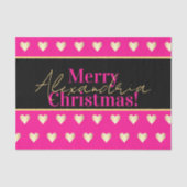 ホットピンク ブラック ゴールド ハート クリスマス 名前入り 薄葉紙 (正面)