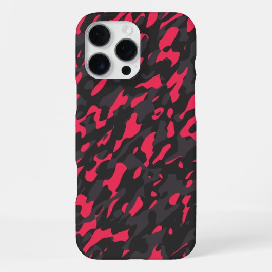 ホットピンク ブラック パープル カモフラージュ 抽象画 iPhoneケース (裏面)