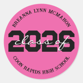 ホットピンク & ブラック 卒業式 パーソナライズ ステッカー