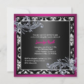 ホットピンク&ブラックSweet sixteen招待状 招待状 (裏面)