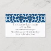 ホットピンク&ブルージオメトリックパターンモノグラム 名刺 (裏面)