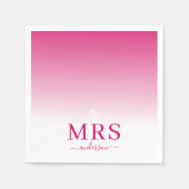 ホットピンク&ホワイトグラデーションミセス・ブライダルシャワー結婚ズ スタンダードカクテルナプキン (正面)