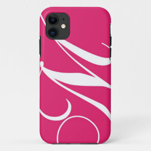 ホットピンク、ホワイトスクリプトモノグラムM iPhone 11 ケース