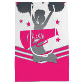 ホットピンク&ホワイトスターズ応援応援をリードするパーティー ミディアムペーパーバッグ (裏面)