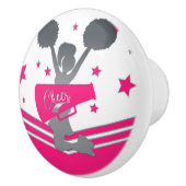 ホットピンク&ホワイトスターズ応援応援リーディングガールズ セラミックノブ (右)