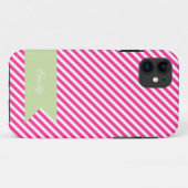 ホットピンク&ホワイトストライプモノグラムiPhone 5ケース Case-Mate iPhoneケース (裏面(横))