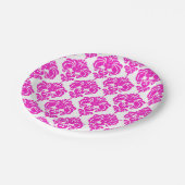 ホットピンク&ホワイトダマスクシックエレガントパーティー ペーパープレート (アングル)