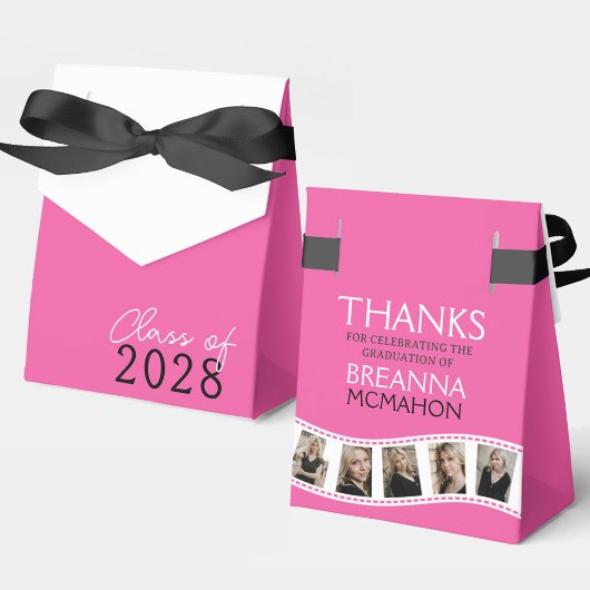 ホットピンク&ホワイトフォトコラージフィルムストリップのお気に入りボックス フェイバーボックス