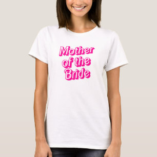 ホットピンク ホワイト マザー・オブ・ザ・ブライド スローガン Tシャツ