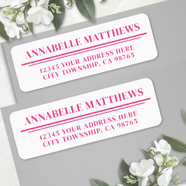 ホットピンク ミニマル リターンアドレス ラベル