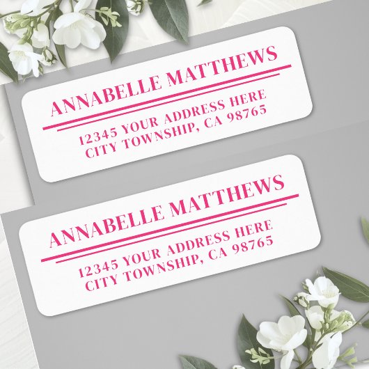 ホットピンク ミニマル リターンアドレス ラベル