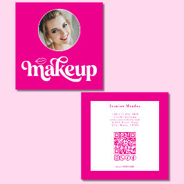 ホットピンク メイクアップ 写真 MUA QRコード ソーシャル スクエア スクエア名刺