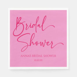 ホットピンク モダン ミニマリスト ブライダルシャワー スタンダードランチョンナプキン