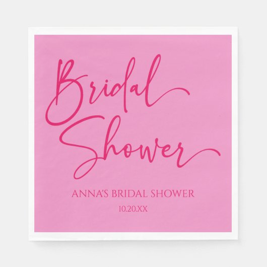 ホットピンク モダン ミニマリスト ブライダルシャワー スタンダードランチョンナプキン (正面)