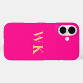 ホットピンク モダン モノグラムイニシャル Case-Mate iPhoneケース (裏面 (横))