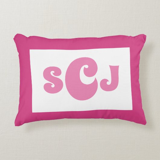 ホットピンク モノグラム ガーリー アクセントクッション (正面)