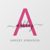 ホットピンク モノグラム ネーム ビジネス コーポレート ウィンドウサイン (シート)