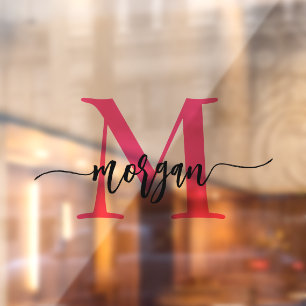 ホットピンク モノグラム 名前 ビジネス コーポレート ウィンドウサイン