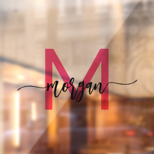 ホットピンク モノグラム 名前 ビジネス コーポレート ウィンドウサイン