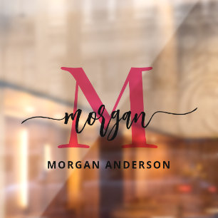 ホットピンク モノグラム 名前 ビジネス コーポレート ウィンドウサイン