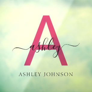 ホットピンク モノグラム 名前 ビジネス コーポレート ウィンドウサイン