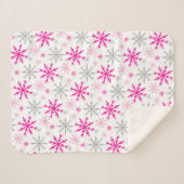 ホットピンク、ライトピンク&シルバーグリッター雪 シェルパブランケット (正面(横))