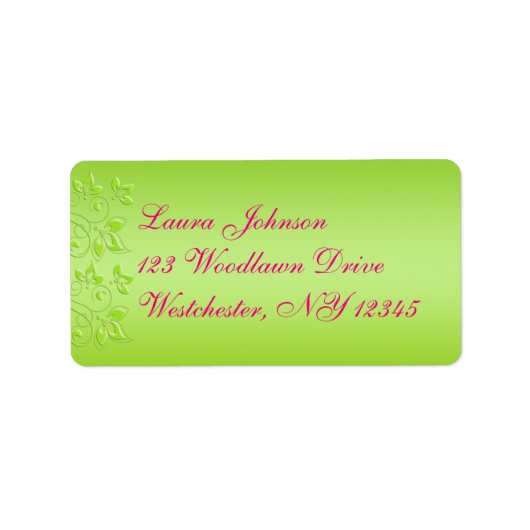 ホットピンク、ライムグリーンフローラ住所 シール (正面)