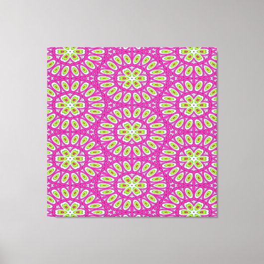 ホットピンク、ライムグリーンポップ・アートのアート キャンバスプリント (正面)