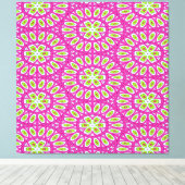 ホットピンク、ライムグリーンポップ・アートのアート キャンバスプリント (インサイチュ (ウッドフロア))