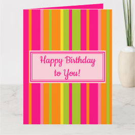 ホットピンク、ライムグリーン、オレンジ、イエロー誕生日 カード