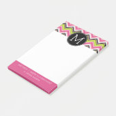 ホットピンク、ライム、ブラックシェブロン模様モノグラム ポストイット (アングル)